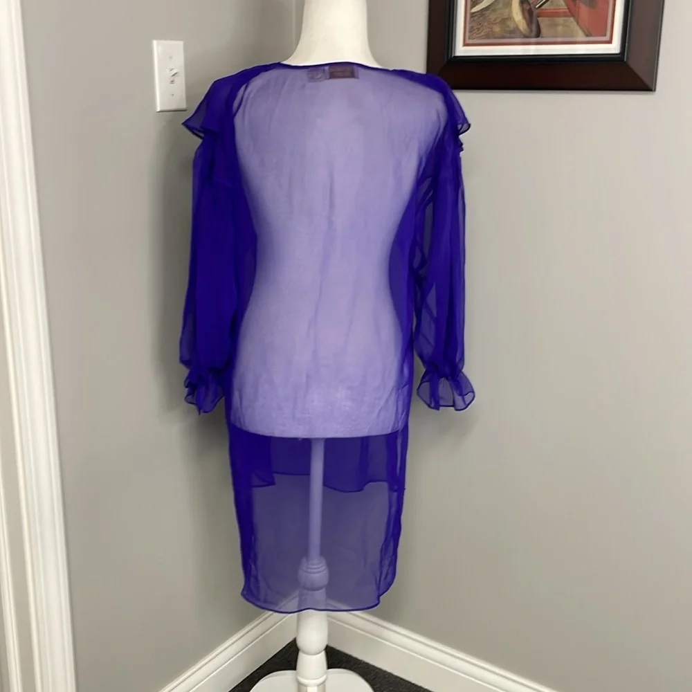 Victoria's Secret Sheer Sexy Lingerie Cover up long sleeve Ruffle Vintage 90s - Picture 4 of 5